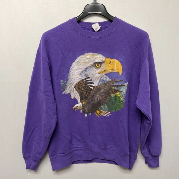 Vintage Brazos Adult Bald Eagle Crewneck Sweatshirt Size Large 80s 90s M235 -29 - Picture 1 of 13